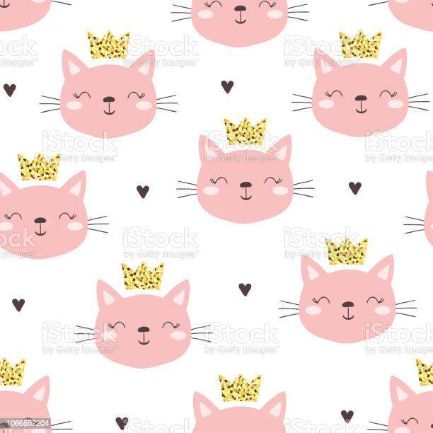Pisicile frumoase roz cu coroane de aur puzzle online