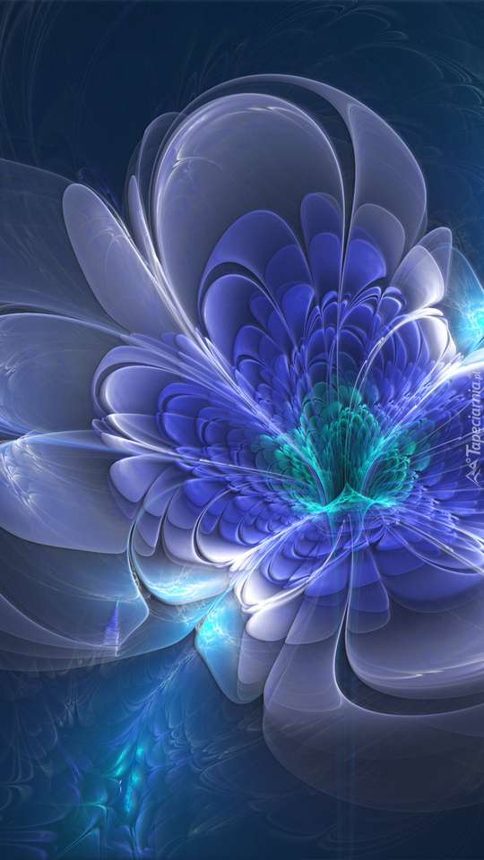 Grafika - šedavě modrý květ online puzzle
