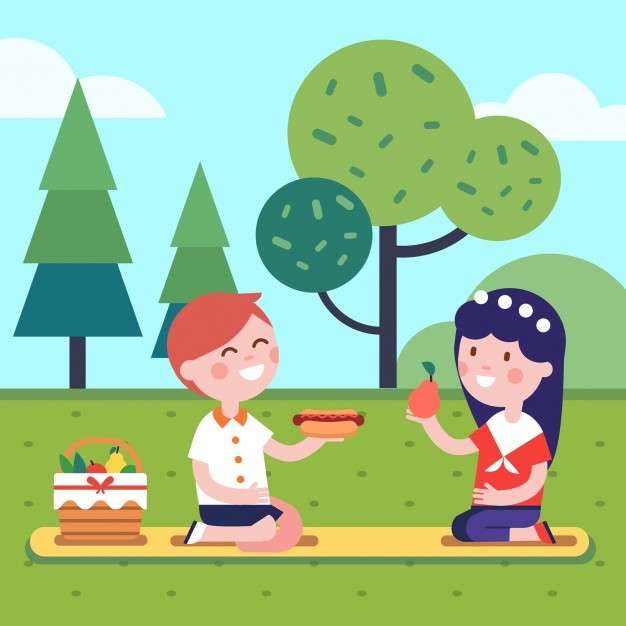 Picknick på gräset Pussel online