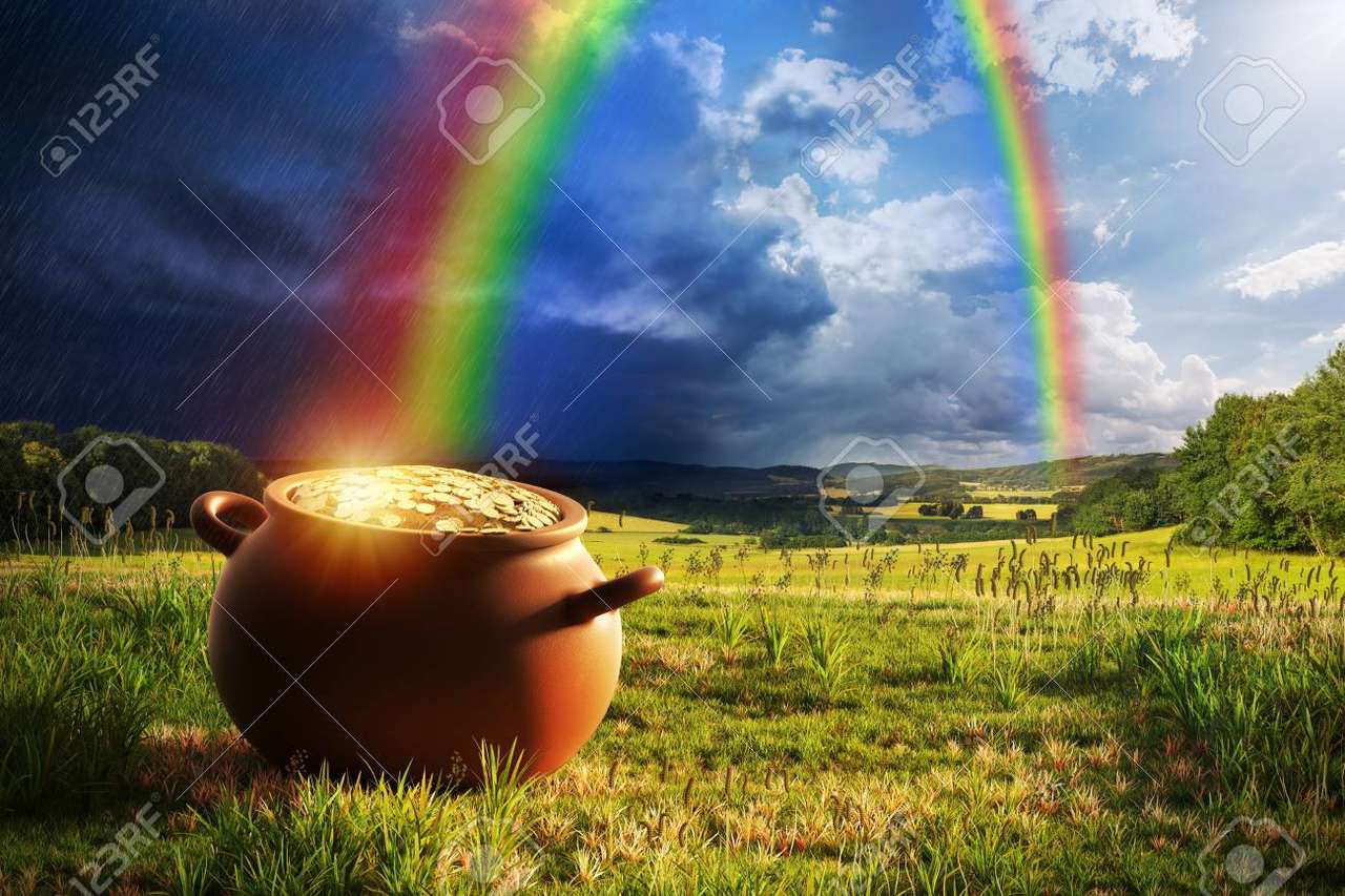 Al final de un arco iris encontrarás la olla de oro. rompecabezas en línea