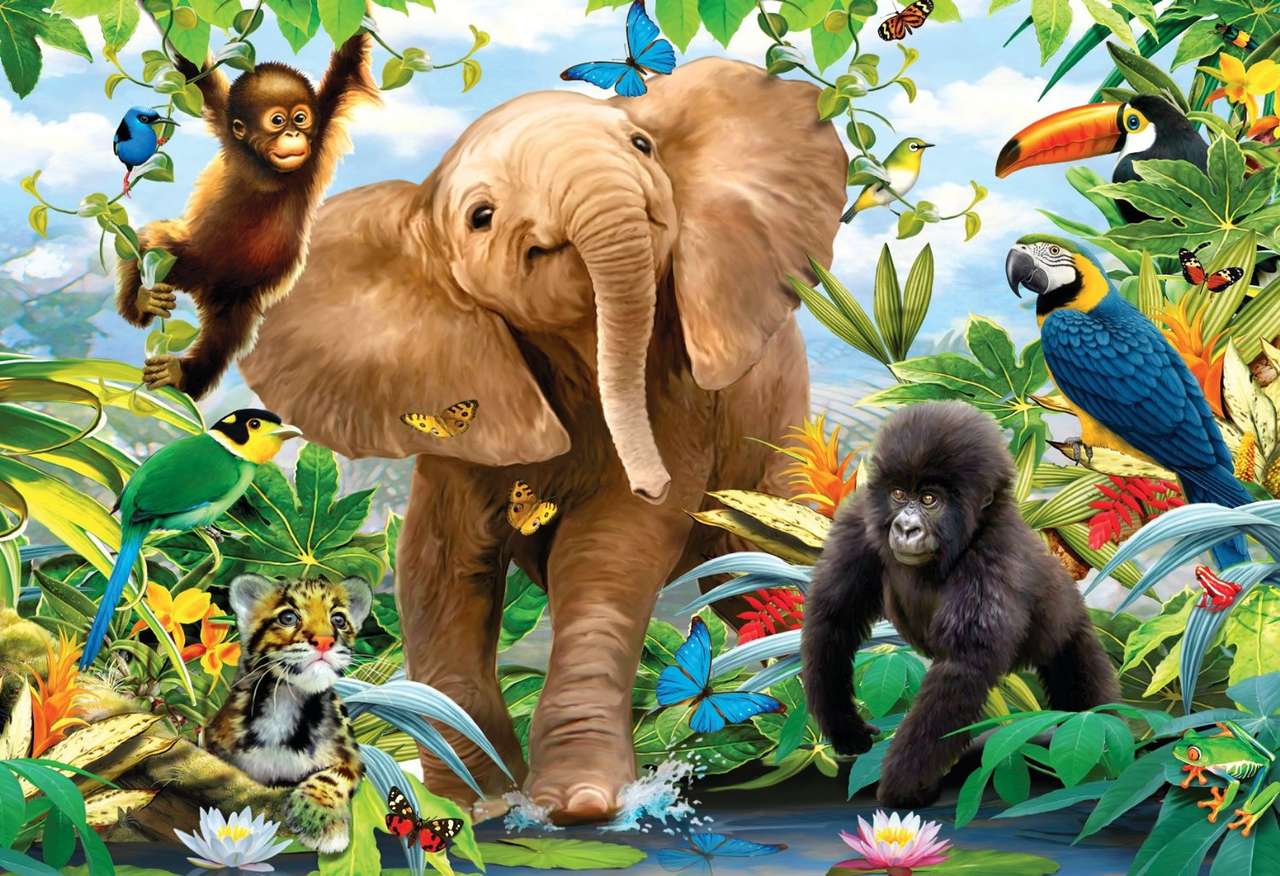 Dzsungel állatok kirakós online