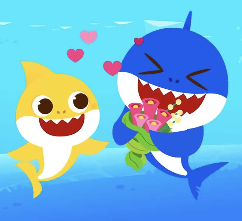Tubarão bebê e papai tubarão puzzle online
