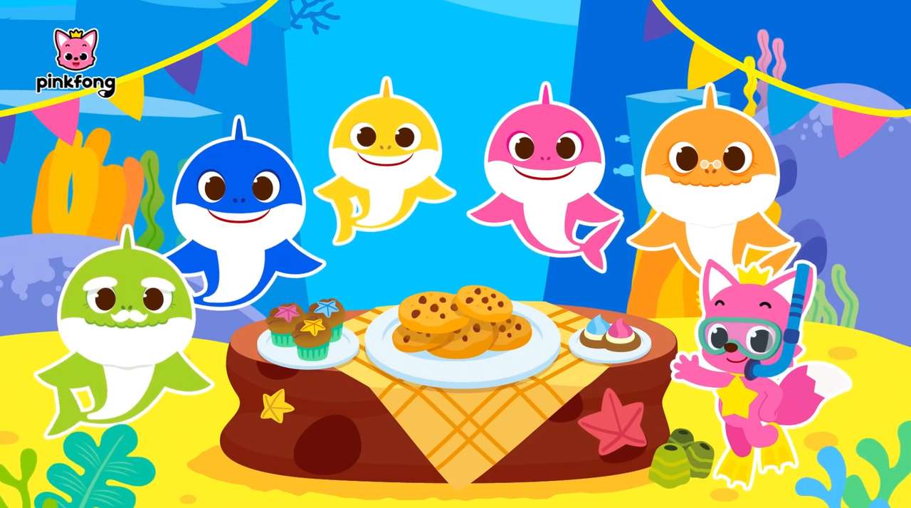 Pinkfong with the Shark family online puzzle