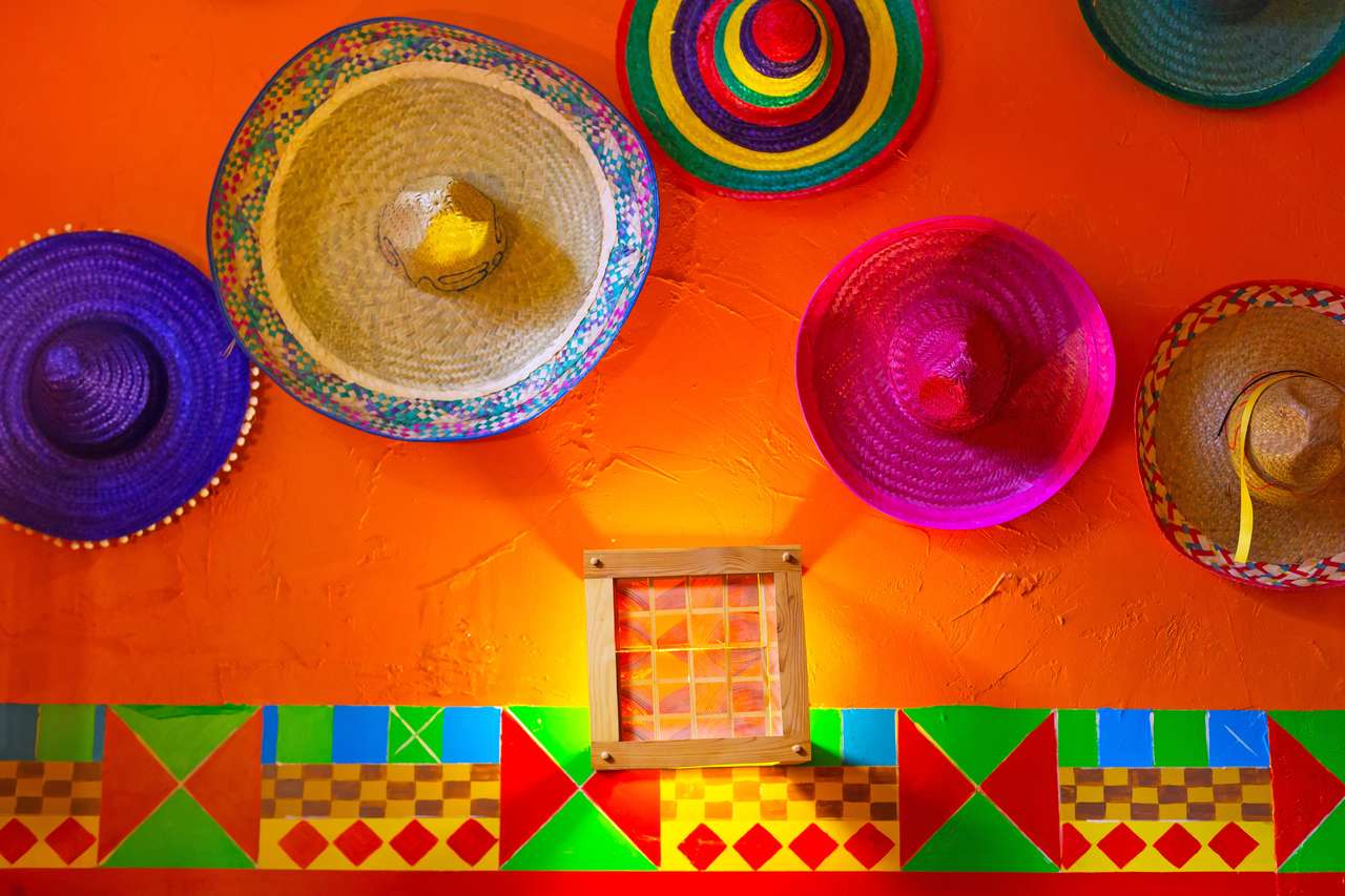 Mexicaanse sombreros op de muur legpuzzel online