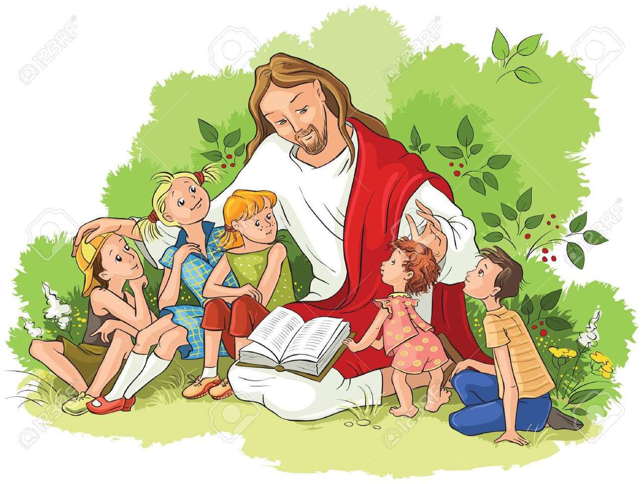 Jesus och barn Pussel online