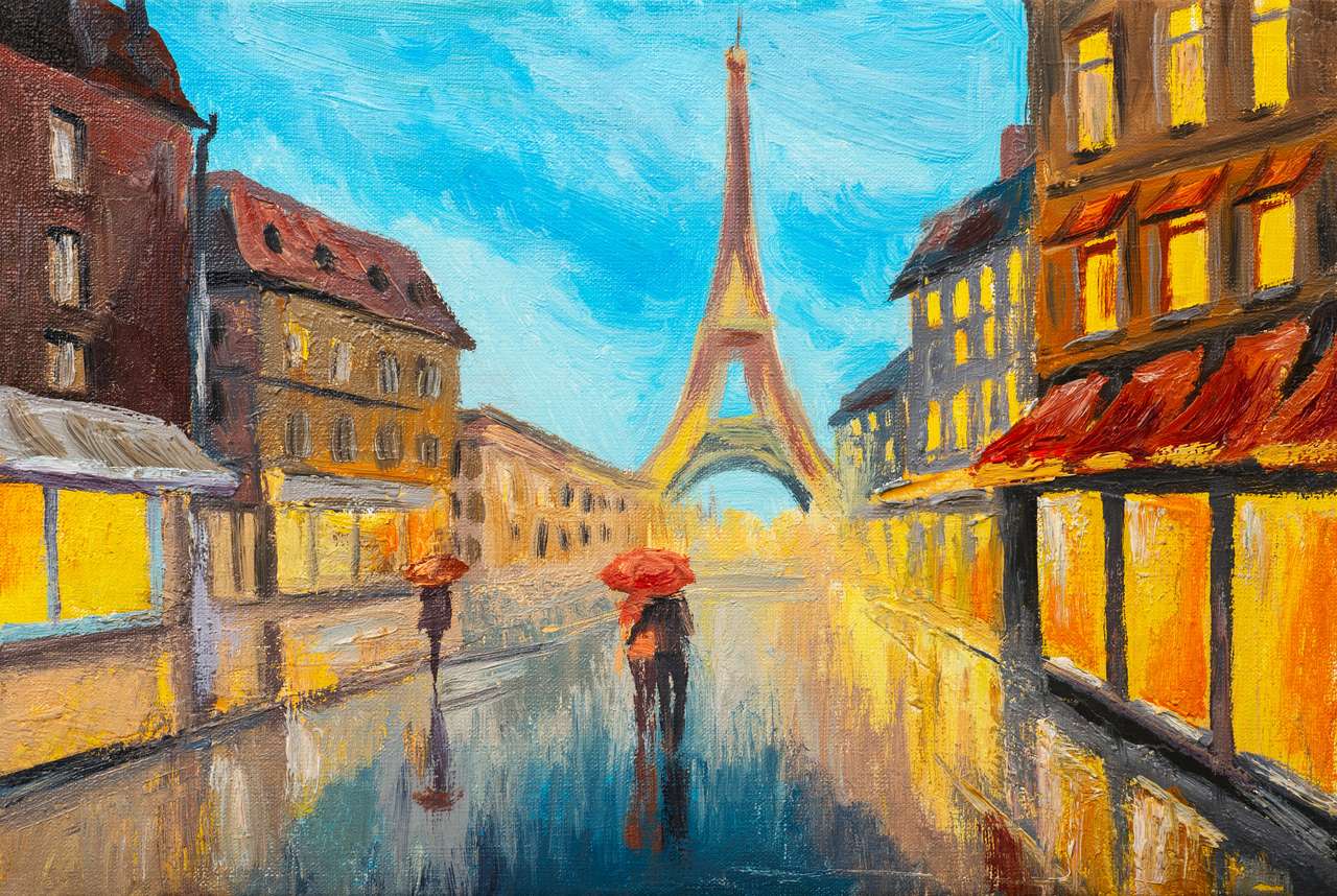 Pintura a óleo da Torre Eiffel puzzle online