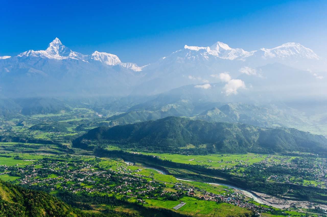 Мамапучаре, Покхара, Непал онлайн пъзел