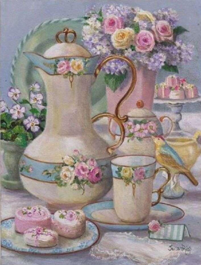 Un té romántico y florido. rompecabezas en línea