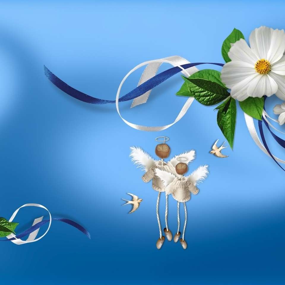 Grafisk blomma, änglar Pussel online