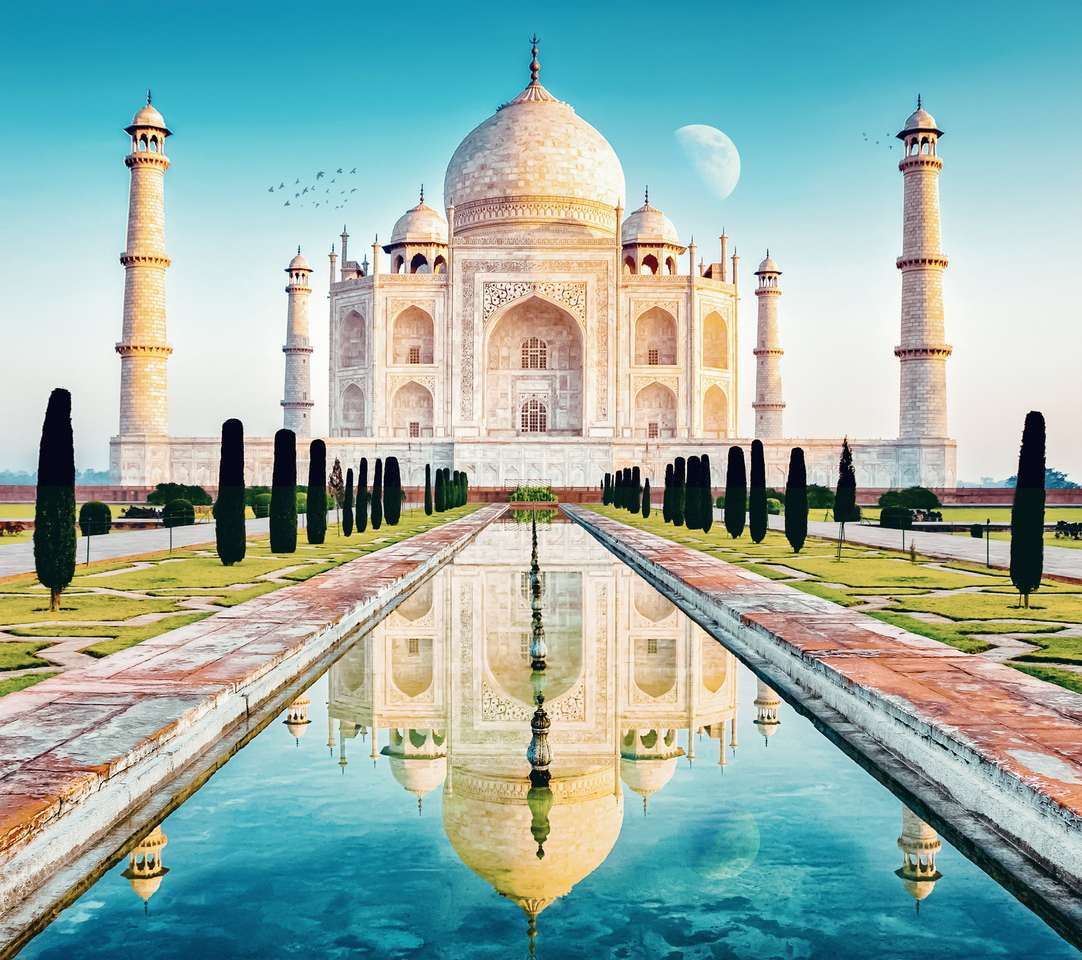 der Taj Mahal in der indischen Region Uttar Pradesh Online-Puzzle