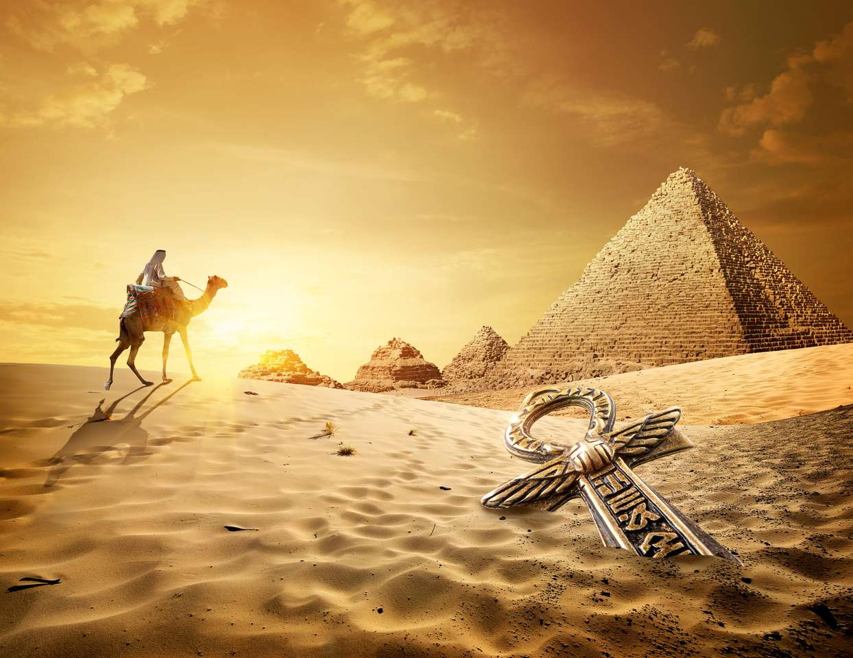 Pirâmides e Ankh Cruz quebra-cabeças online