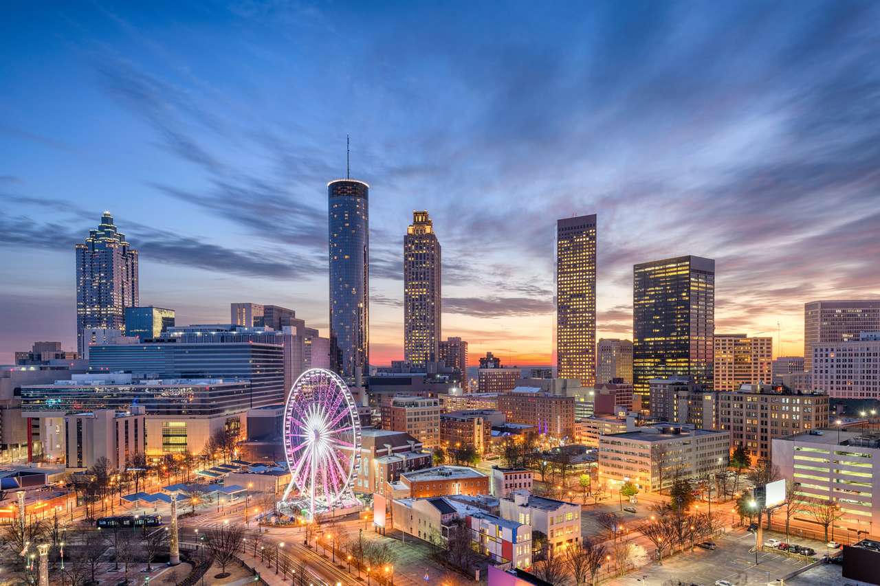 Атланта, Грузия, САЩ в центъра на града Skyline онлайн пъзел