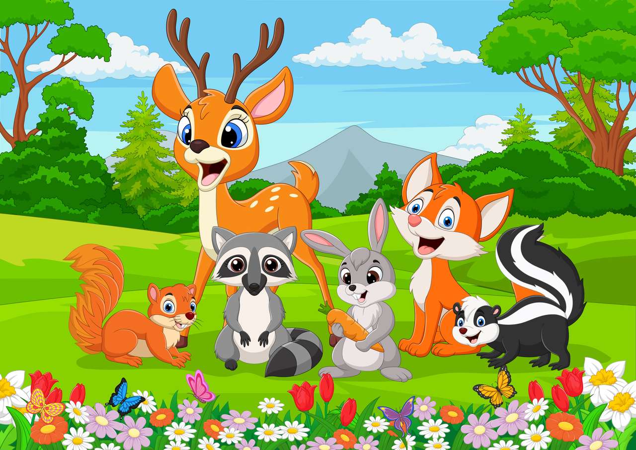 Animais selvagens na floresta puzzle online