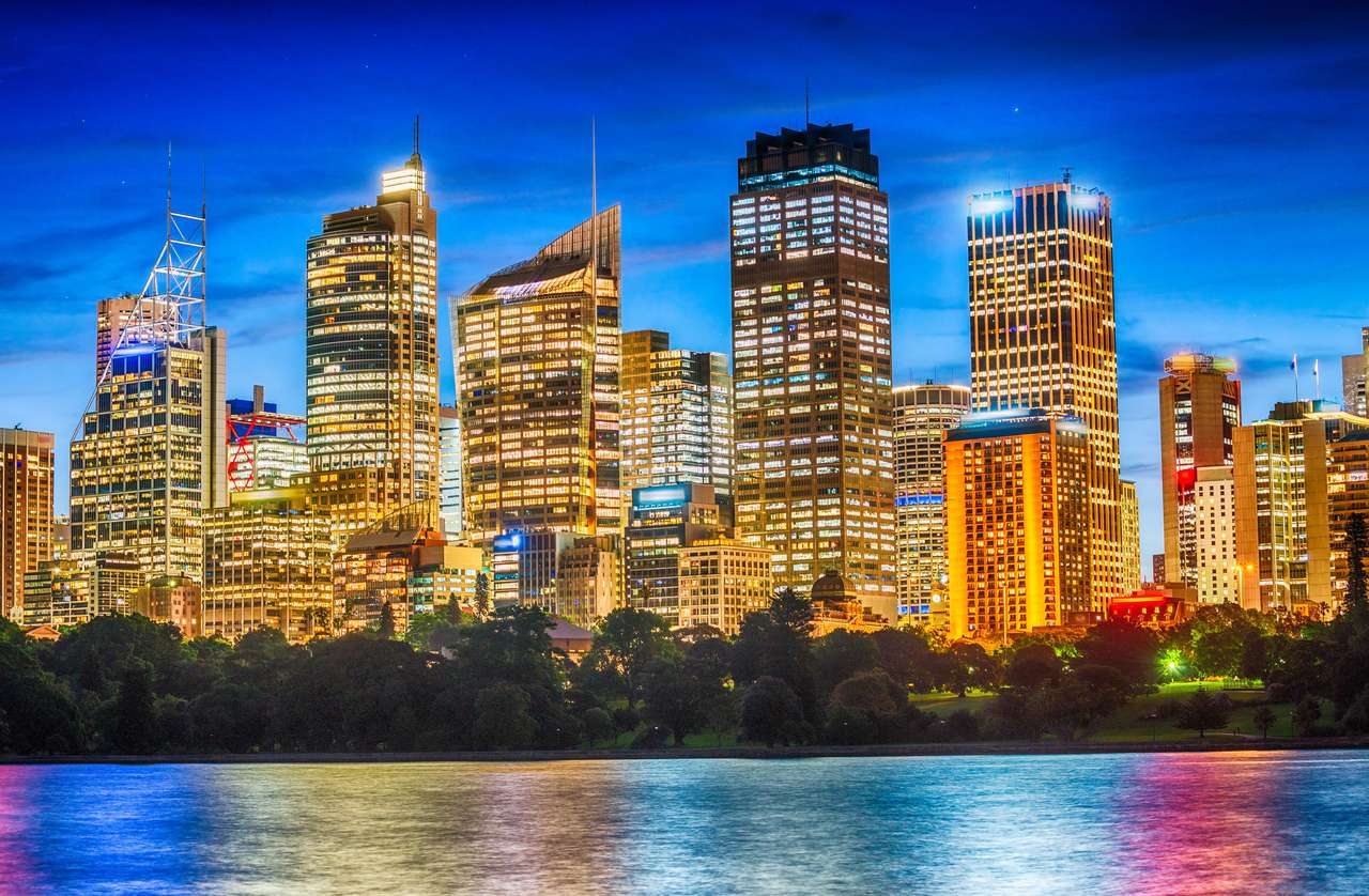 Sydney Skyline през нощта. онлайн пъзел