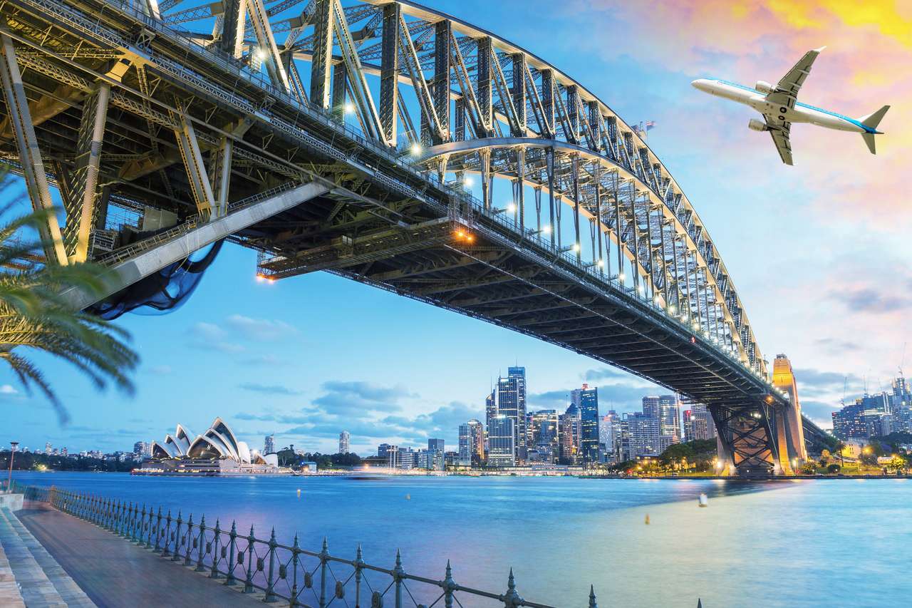Passagierflugzeug über Sydney, Australien Online-Puzzle