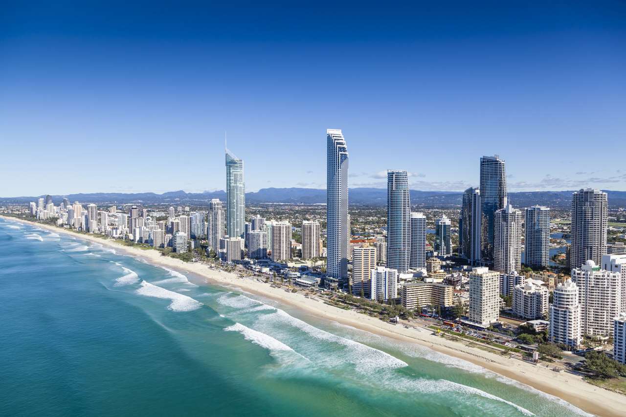 Flygfoto över Gold Coast, Queensland, Australien Pussel online