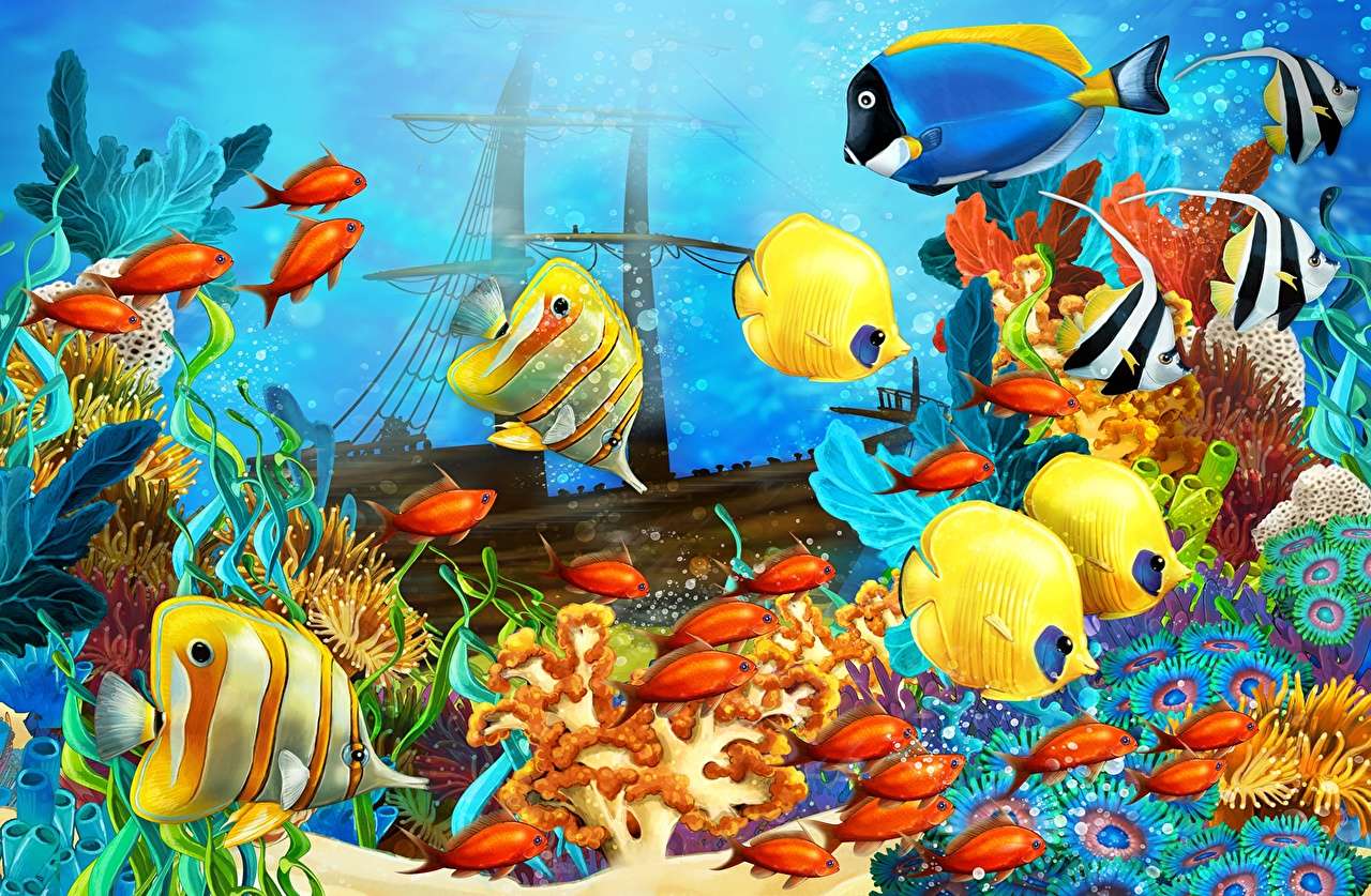 Kleurrijke vis legpuzzel online