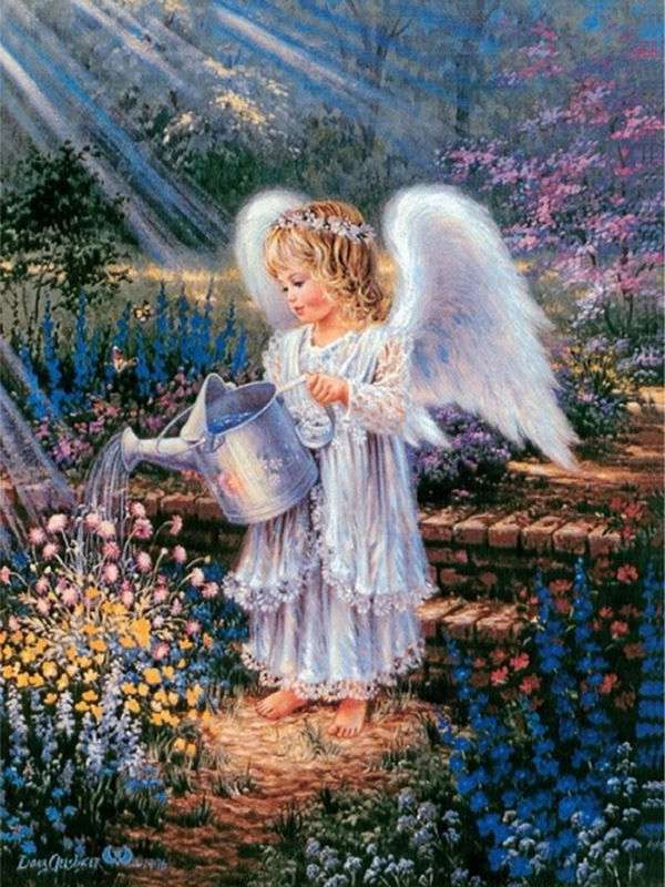 Angel en el jardín rompecabezas en línea