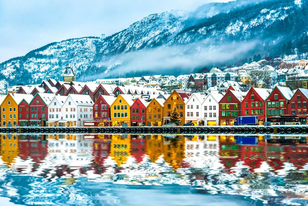 Blick auf Brügge. Bergen Norwegen Online-Puzzle