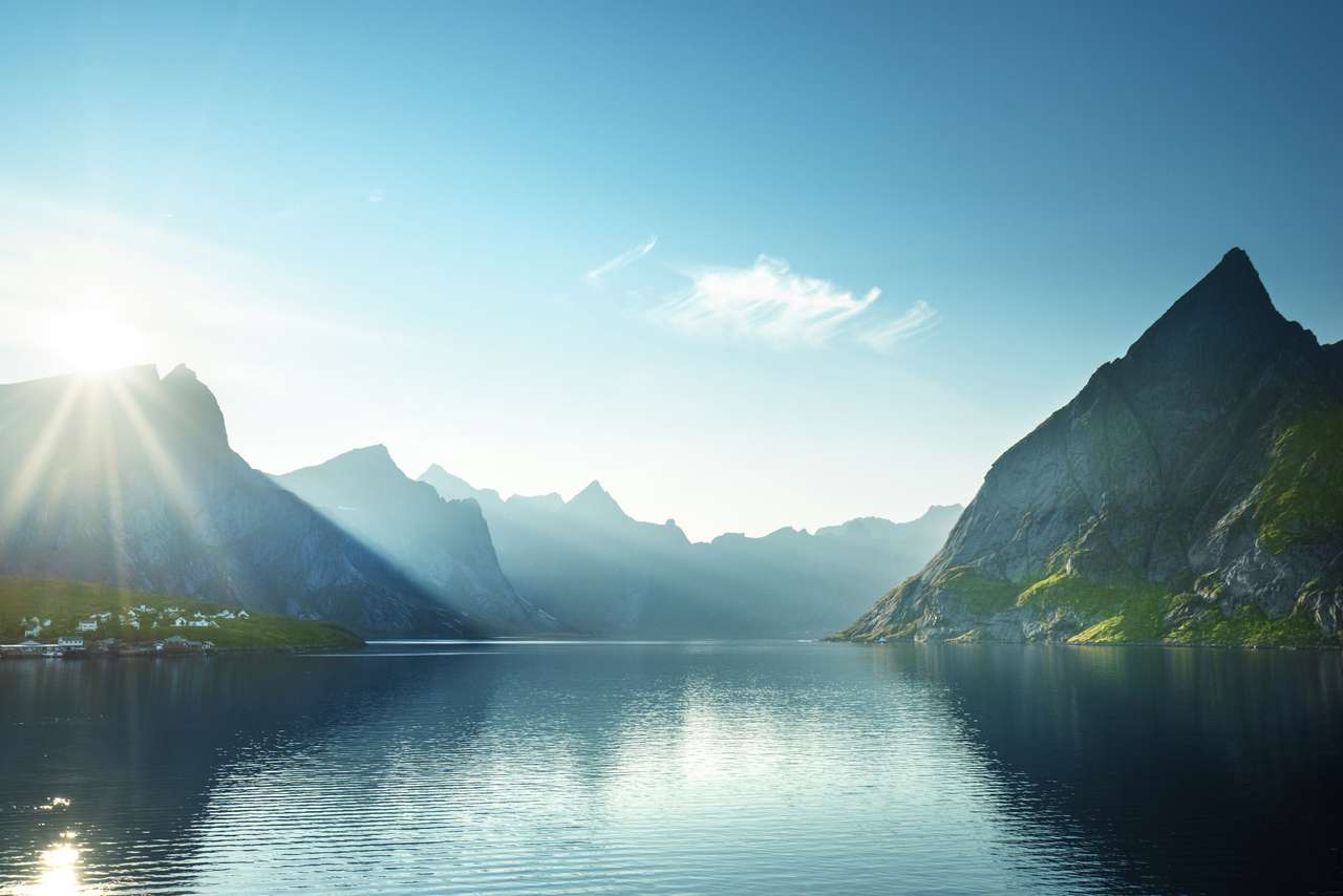 Ηλιοβασίλεμα στα νησιά Lofoten, Νορβηγία online παζλ
