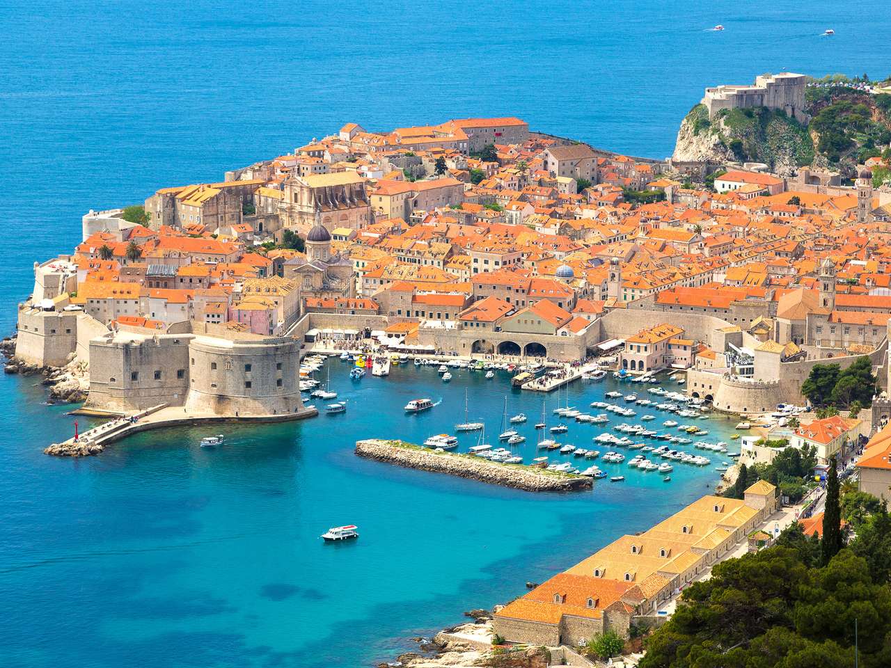 Flygfoto över Gamla Staden Dubrovnik pussel på nätet