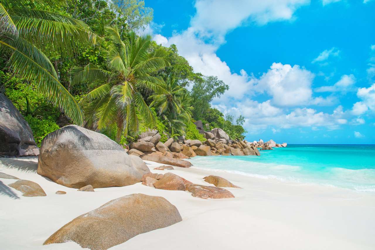 Anse Georgette na Ilha Praslin, Seychelles quebra-cabeças online