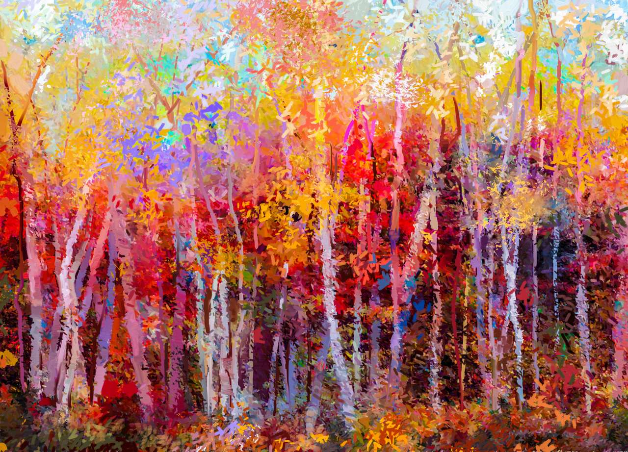 Цветни есенни дървета онлайн пъзел
