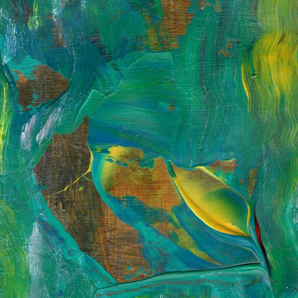 Zelená a žlutá abstraktní malba skládačky online