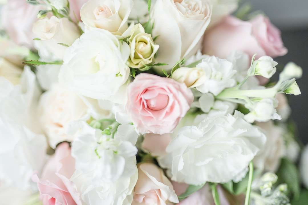 букет білих і рожевих троянд онлайн пазл
