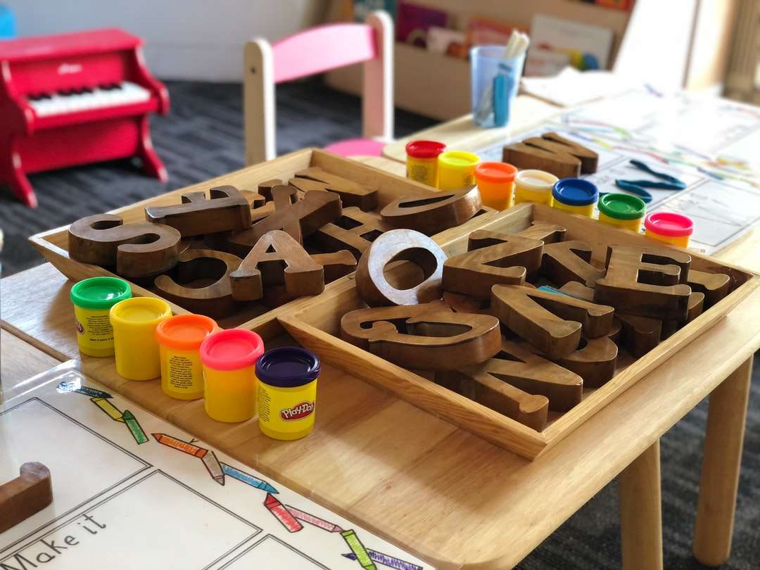brown letters on table online puzzle