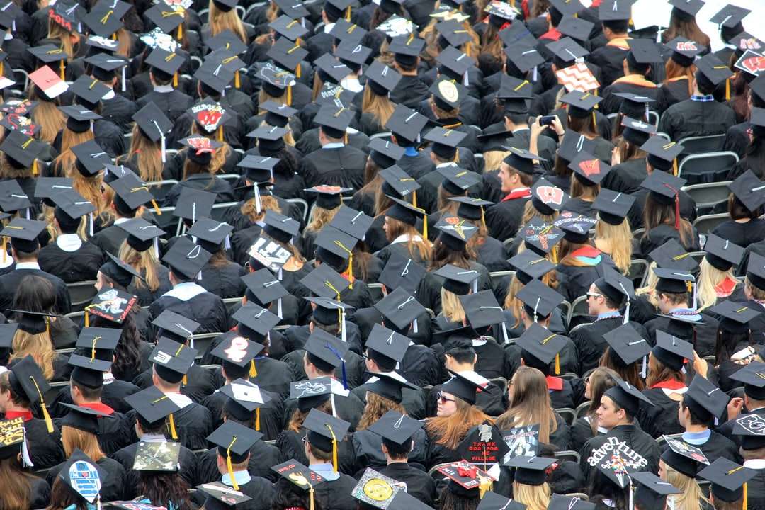 εναέρια άποψη των αποφοίτων που φορούν καπέλα παζλ online