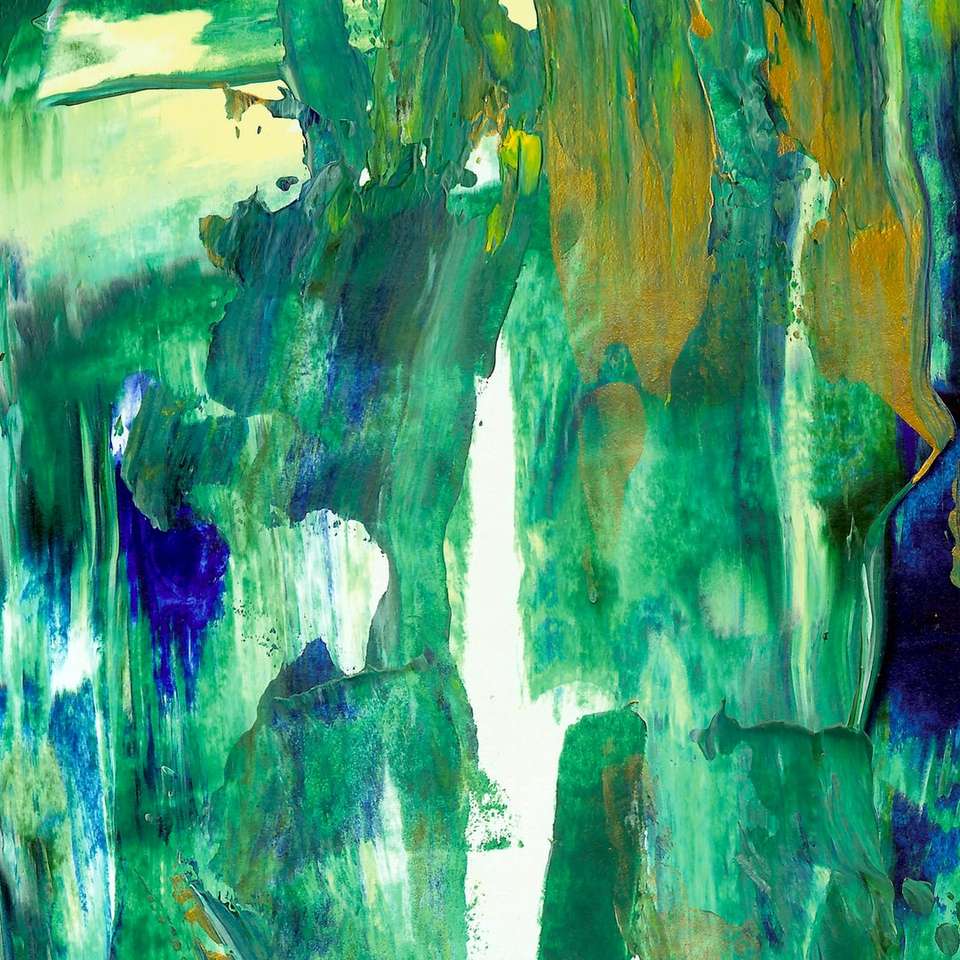 Pintura abstrata verde e azul puzzle online