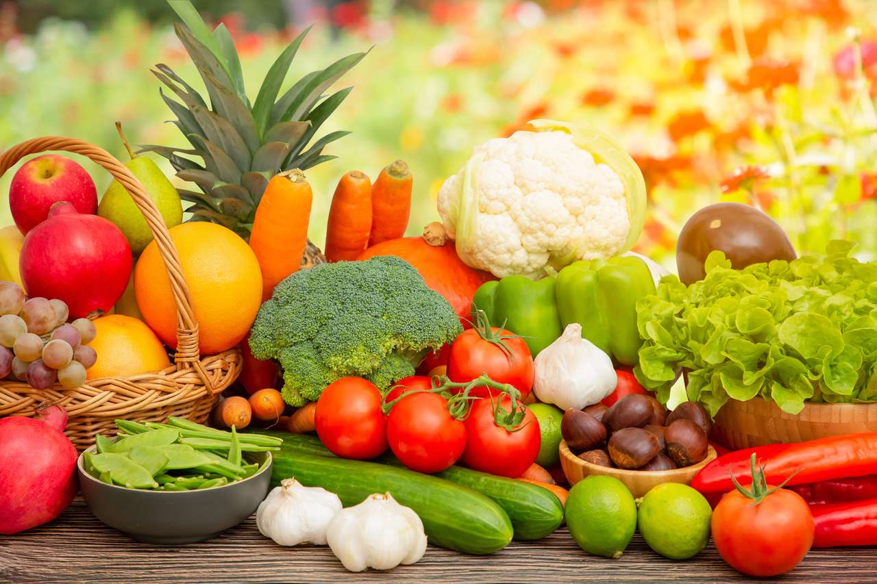 Групповые овощи и фрукты онлайн-пазл