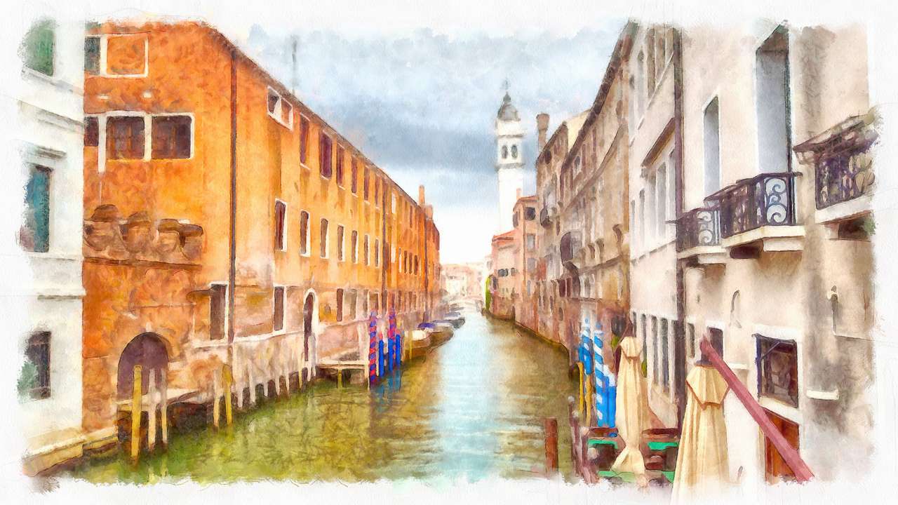 Romantische Landschaft von Venedig, Italien. Online-Puzzle