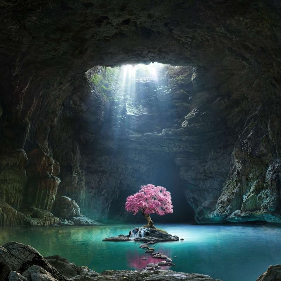 Baum in einer Höhle Online-Puzzle
