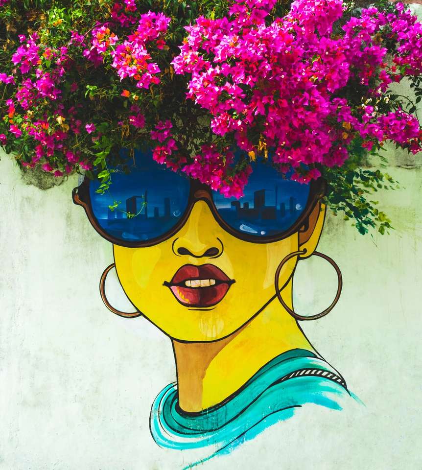 Femeie purtând ochelari de soare pictura de perete puzzle online