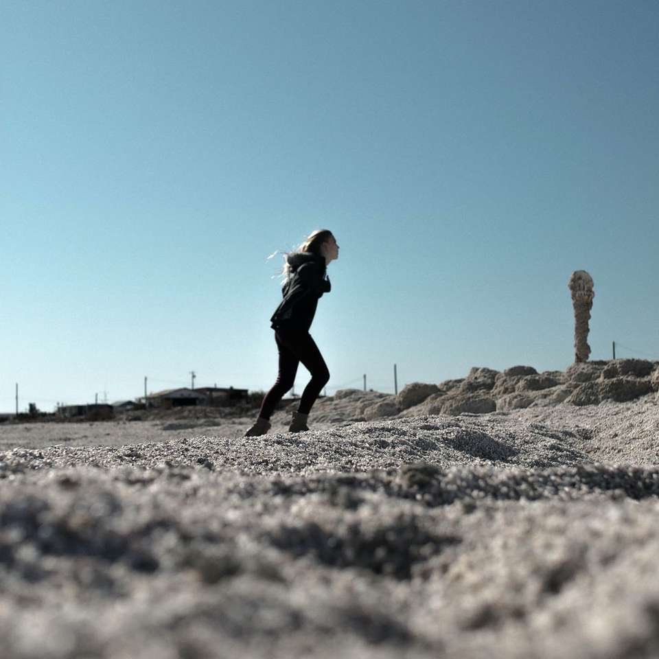 kvinna joggar på fältet pussel på nätet