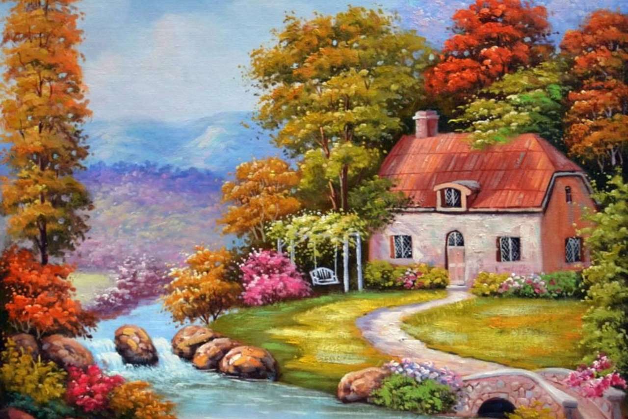 House in the countryside by the river online puzzle