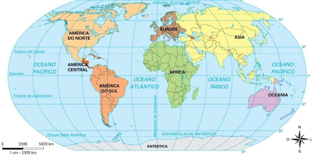 Mapa mMundi Continentes puzzle online