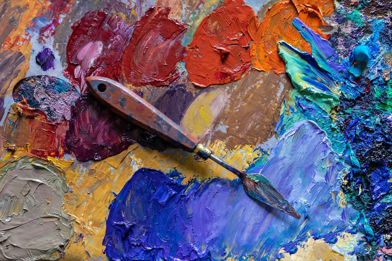 Pintura de aceite seco de diferentes colores. rompecabezas en línea