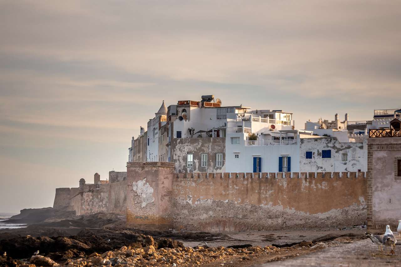 Essaouira gamla stadsmurar i Marocko Pussel online