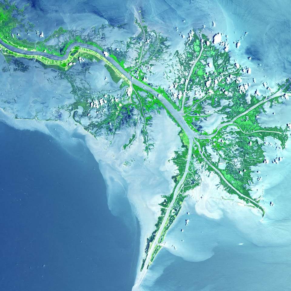Fotografía aérea de la isla verde y gris. rompecabezas en línea