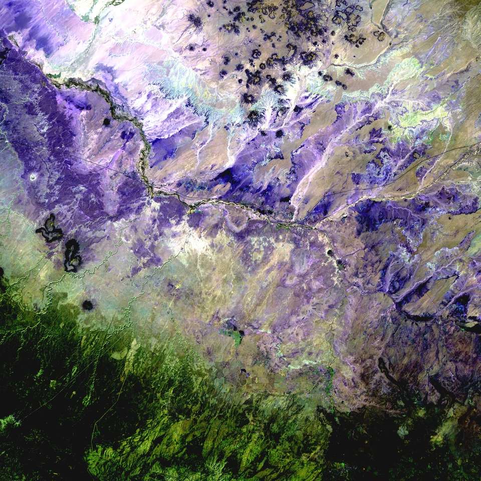 Pintura abstracta púrpura, gris y verde. rompecabezas en línea