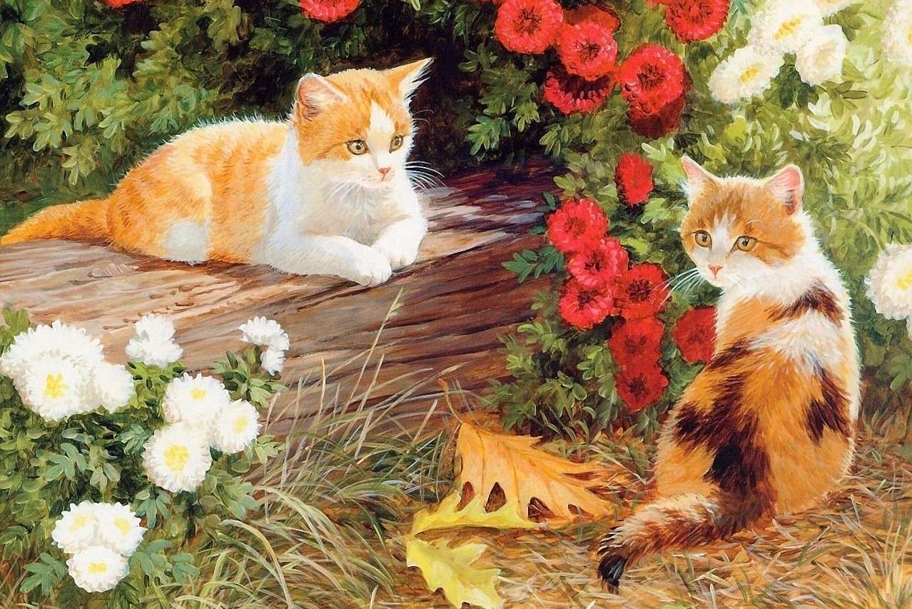 Katten in de tuin online puzzel
