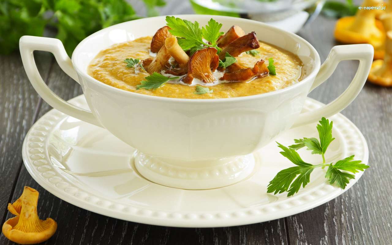 Грибний суп з лисичок пазл онлайн