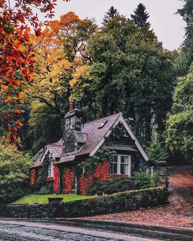 Cottage avvolto nei colori autunnali puzzle online