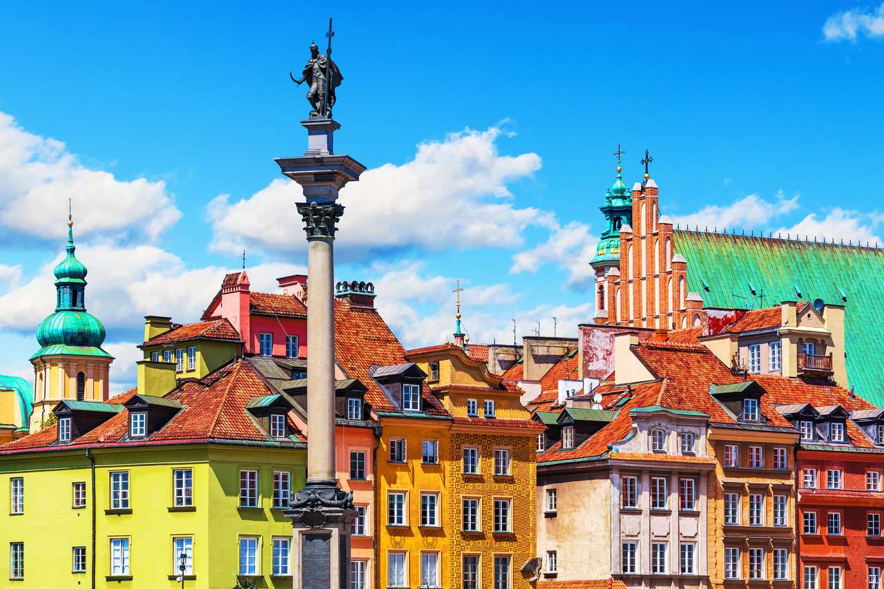 Scenic summer view of Castle Square ancient architecture with Sigismund column in the Old Town in Warsaw, Poland jigsaw puzzle online