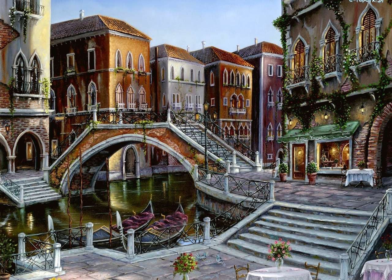 Venedig - gondoler, kanal Pussel online