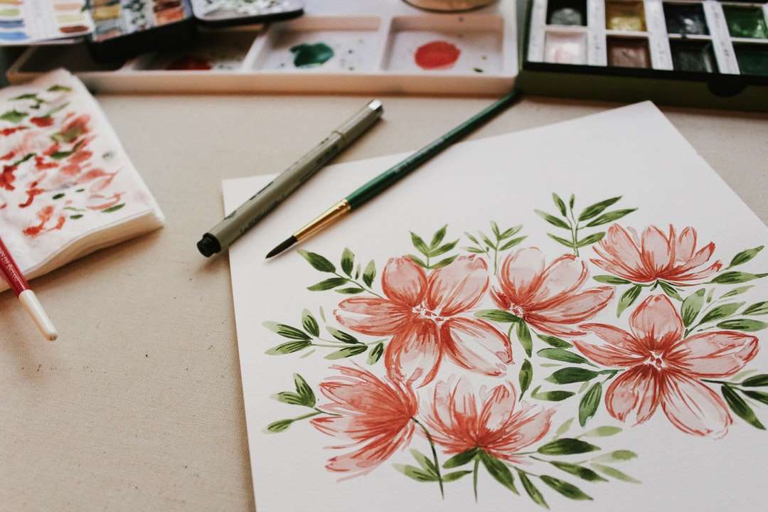 Pittura fiore petalizzato rosso puzzle online
