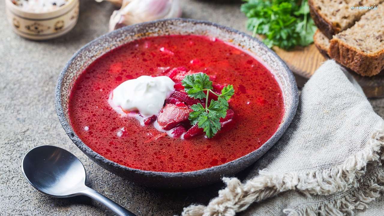 Röd borscht pussel på nätet
